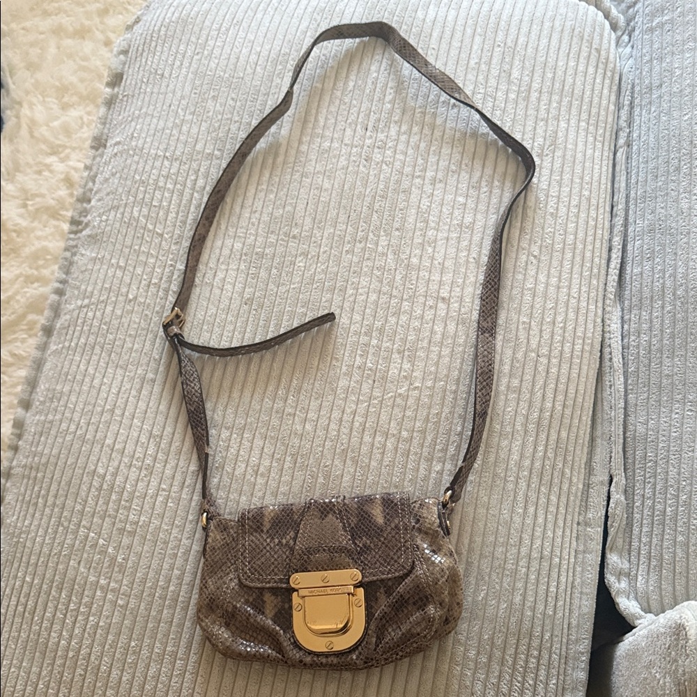 Michael Kors Brown Snake Print Crossbody Bag